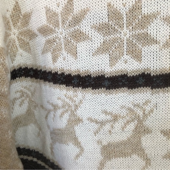 VINTAGE Cottagecore Holiday Christmas Snowflake Knit Crewneck Sweater Large - Picture 2 of 9